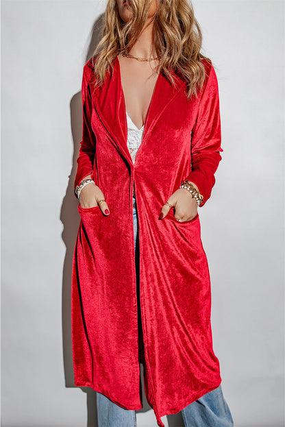 Abrigo retro de terciopelo con bolsillo de manga larga 