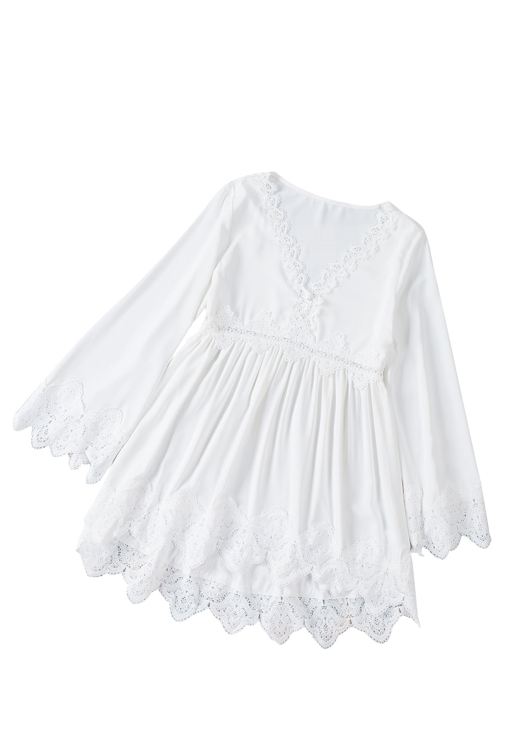 Chemisier à manches cloche et empiècements en crochet