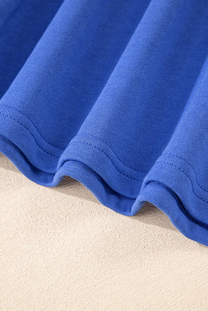 Sky Blue Varsity Contrast Banded Sleeve Shift Sweatshirt Dress