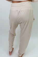 Conjunto de pantalones con cordón y manga larga acanalada de color albaricoque 