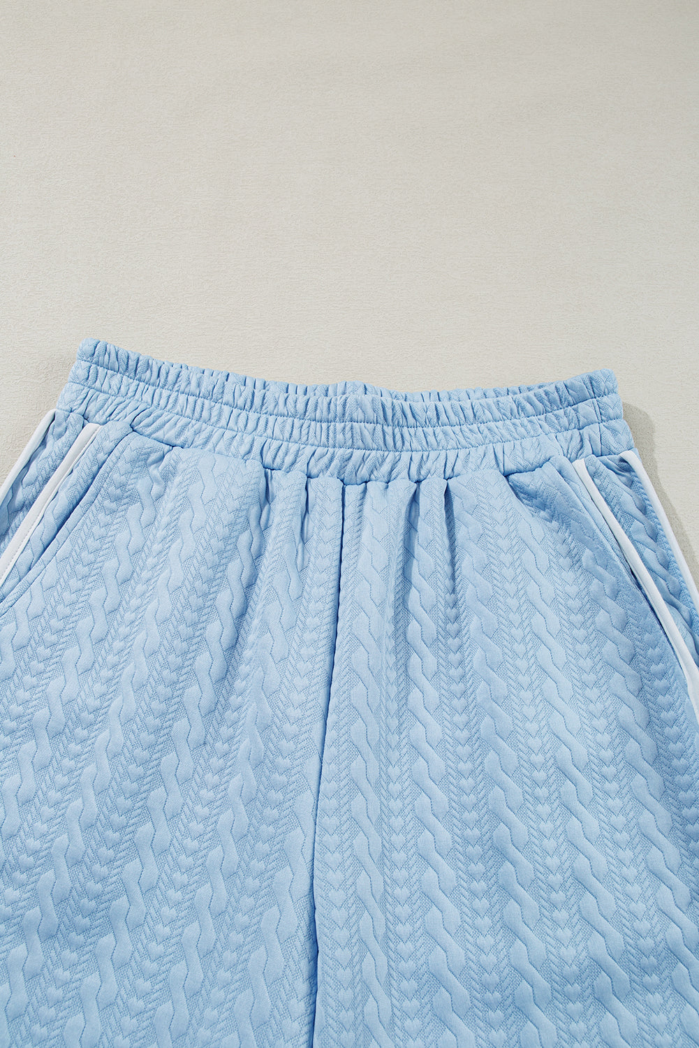 Ensemble débardeur et pantalon taille haute à bordures colorblock texturées bleu Beau