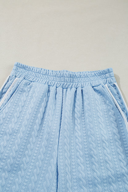 Ensemble débardeur et pantalon taille haute à bordures colorblock texturées bleu Beau