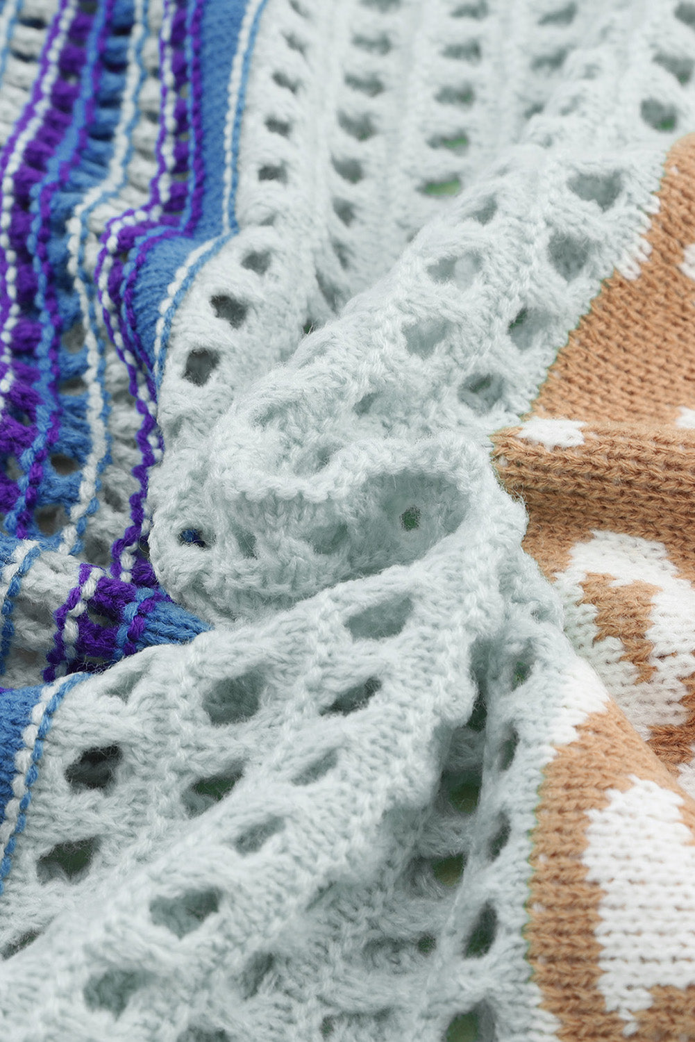 Pull en tricot à rayures léopard multicolores au crochet 