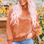 Orange Drop Shoulder Crew Neck Pullover Sweatshirt