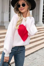 White Heart Graphic Valentine Sweater