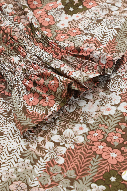 Blusa con botones y cuello en V con estampado floral 