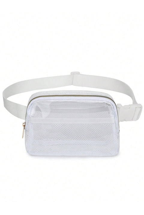 Bright White Adjustable Straps Zipper Clear Waist Bag
