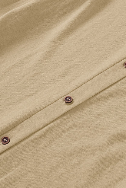 Cardigan ouvert à boutons de couleur unie beige