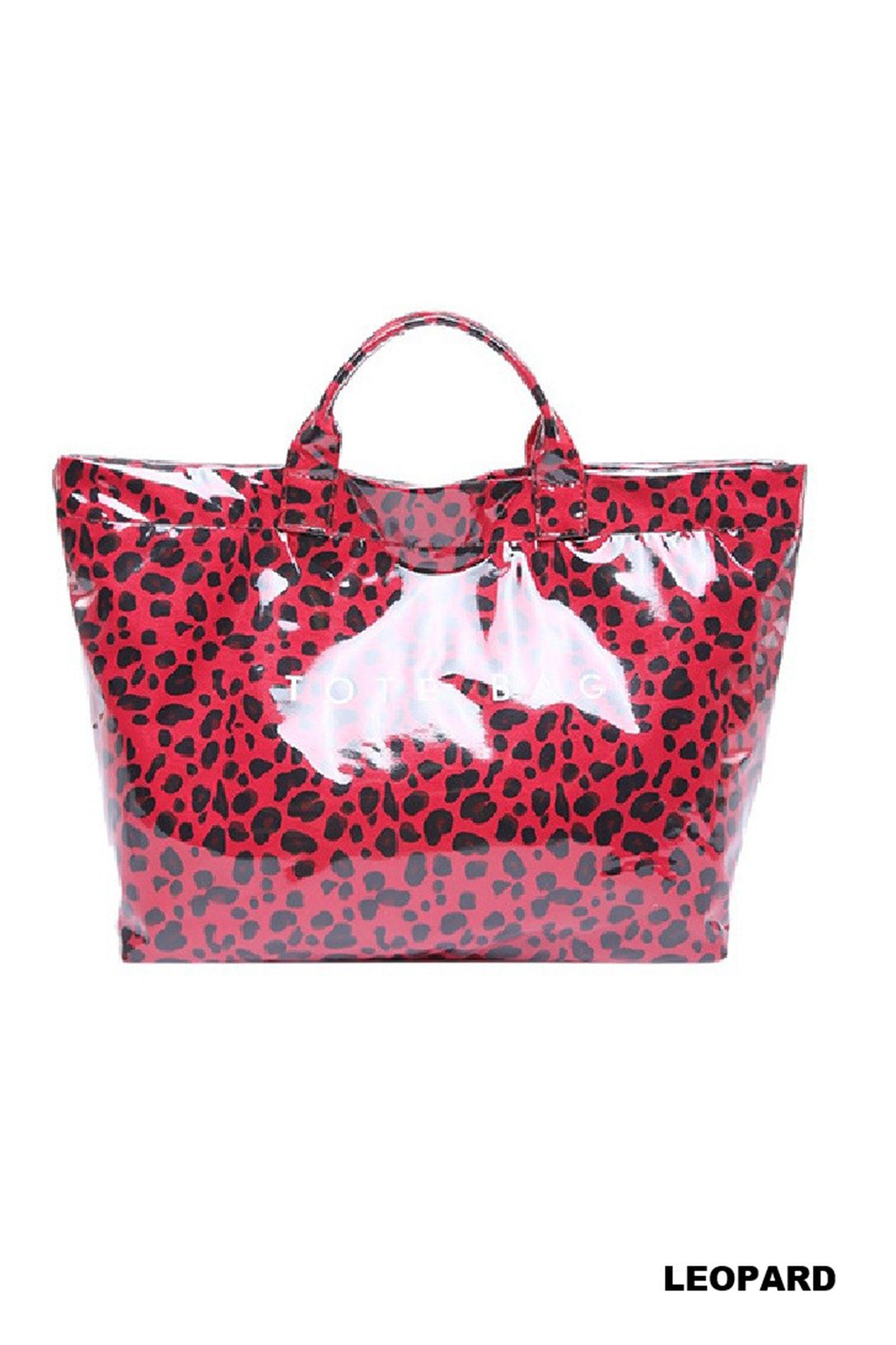 Fiery Red Leopard Print Travel Tote Bag
