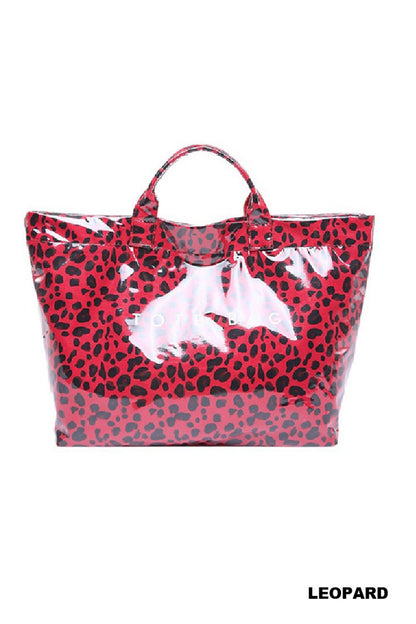 Fiery Red Leopard Print Travel Tote Bag