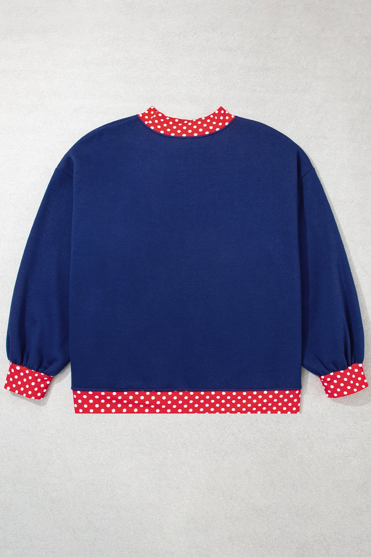Dirty blue Polka Dot Patchwork Round Neck Plus Size Sweatshirt