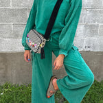 Ensemble pull-over et pantalon cargo couleur unie délavé minéral Lapis