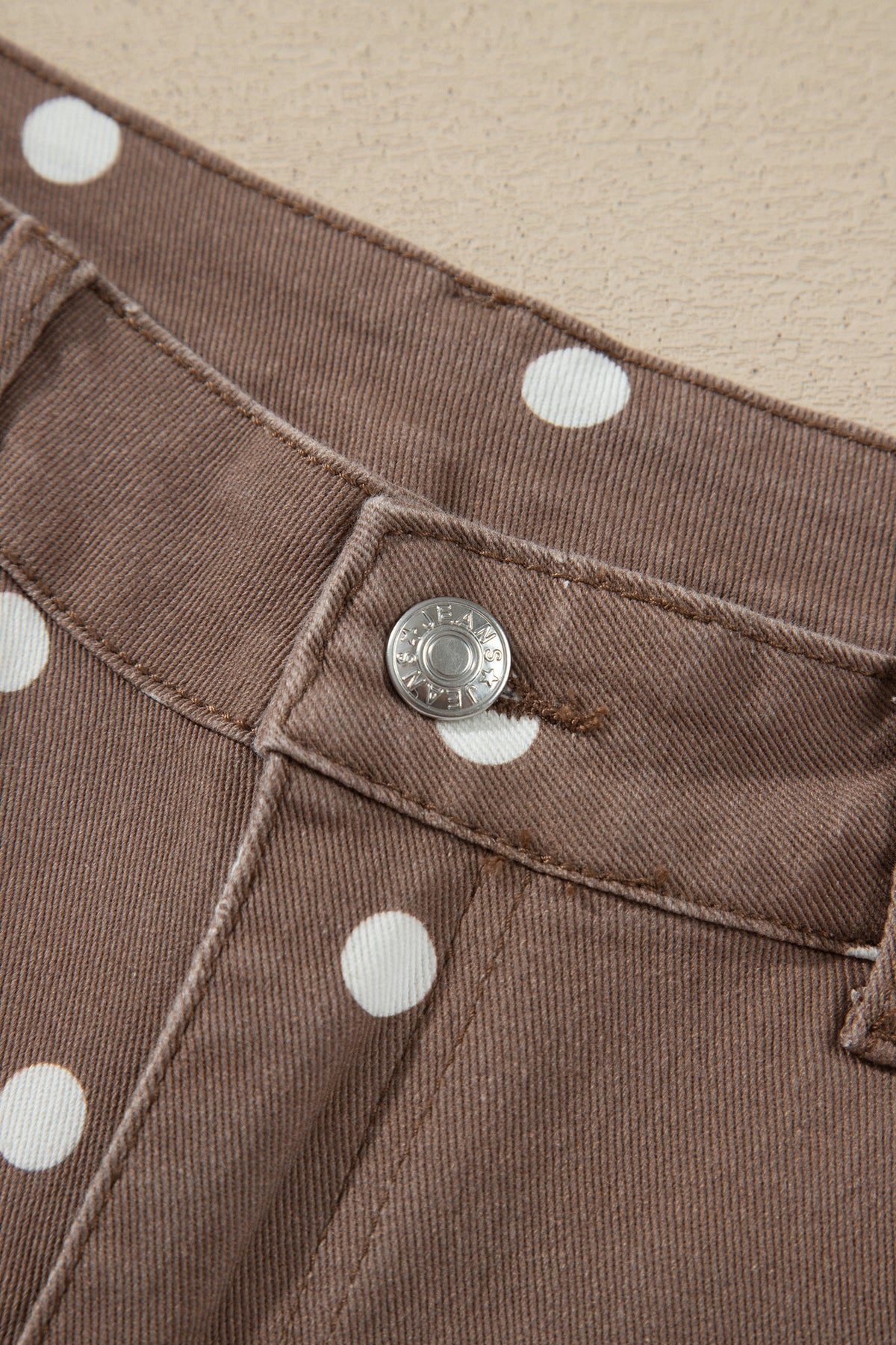 Pink Tailored Seam Polka Dot Print Ankle Length Casual Jeans