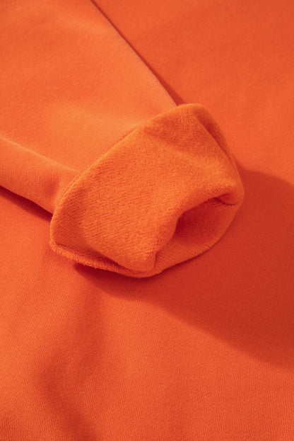 Sweat-shirt en tissu éponge orange roux uni doublé en polaire à épaules tombantes