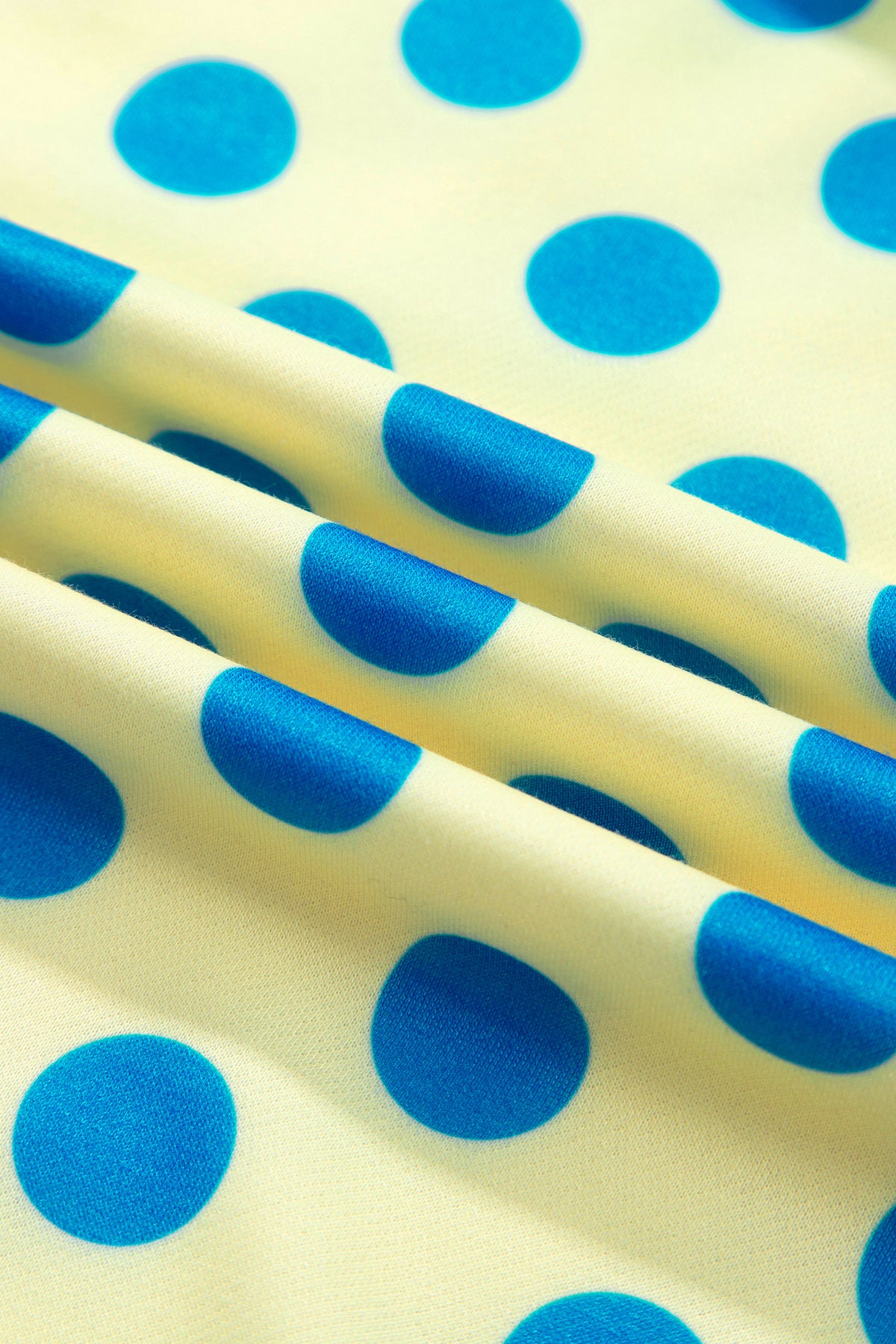 Yellow Polka Dot Striped Trim Mock Neck Sweatshirt