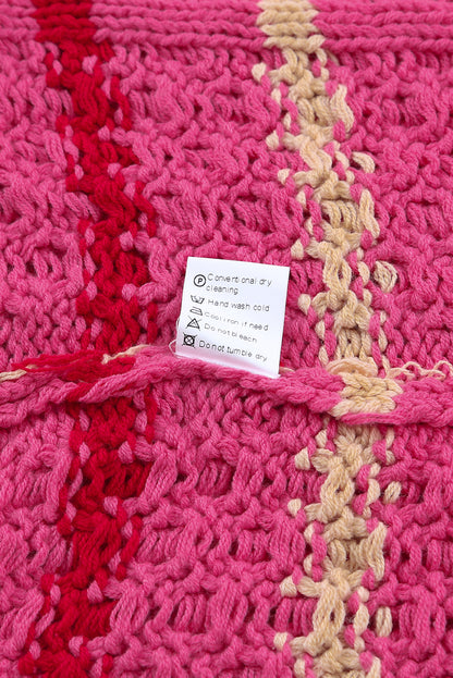 Suéter tipo jersey de punto texturizado con bloques de color a rayas 