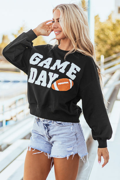 Sweat-shirt noir à imprimé graphique GAME DAY