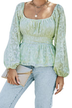 Textured Square Neck Puffy Sleeve Top