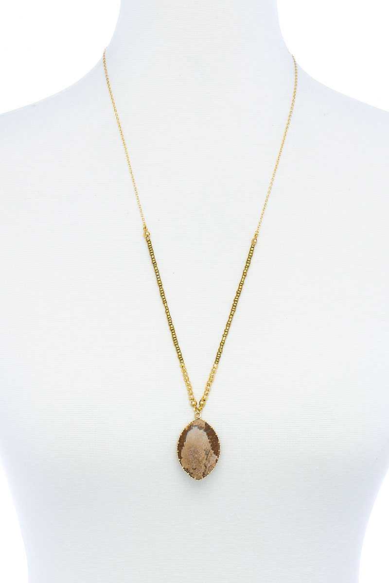 Designer Fashion Beaded And Stone Pendant Necklace – alternate view