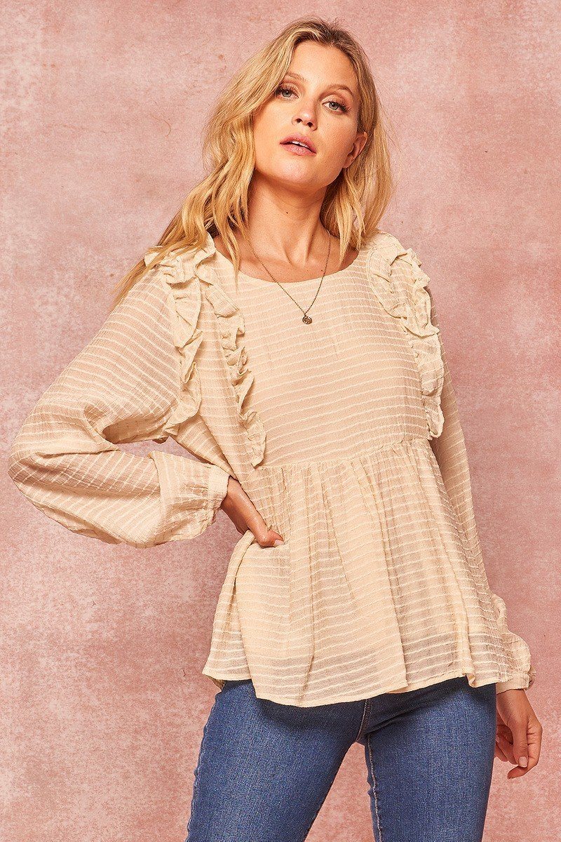 Semi-Sheer Striped Woven Top