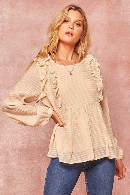 Semi-Sheer Striped Woven Top