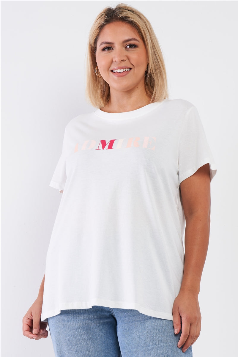 Off-White Admire Print Logo Detail Crew Neck Relaxed Fit Top