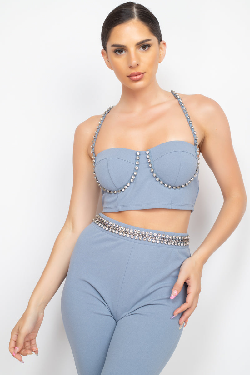 Stone Embellished Top And Pants Set – alternate view