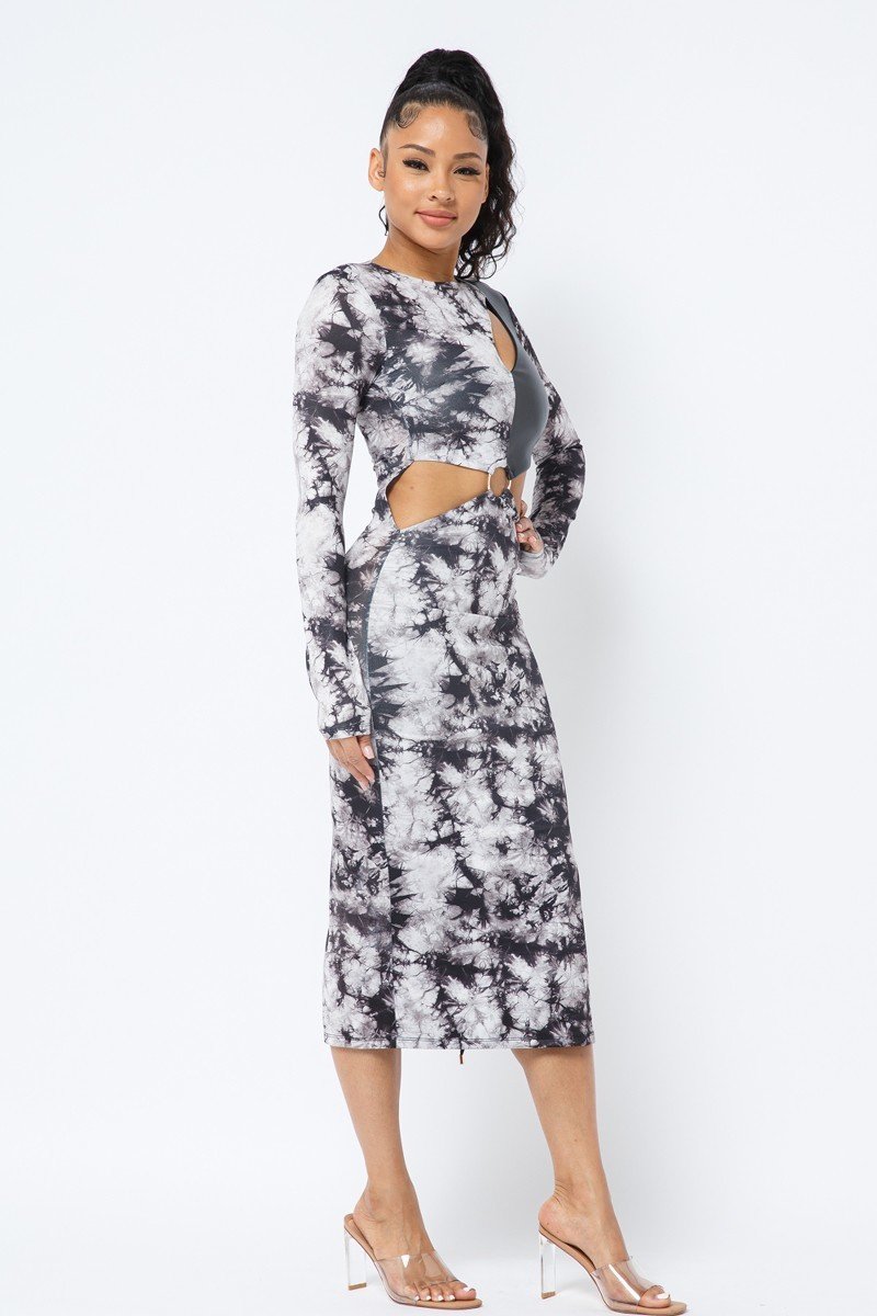 Tie Dye Long Sleeve Midi Dress – alternate view