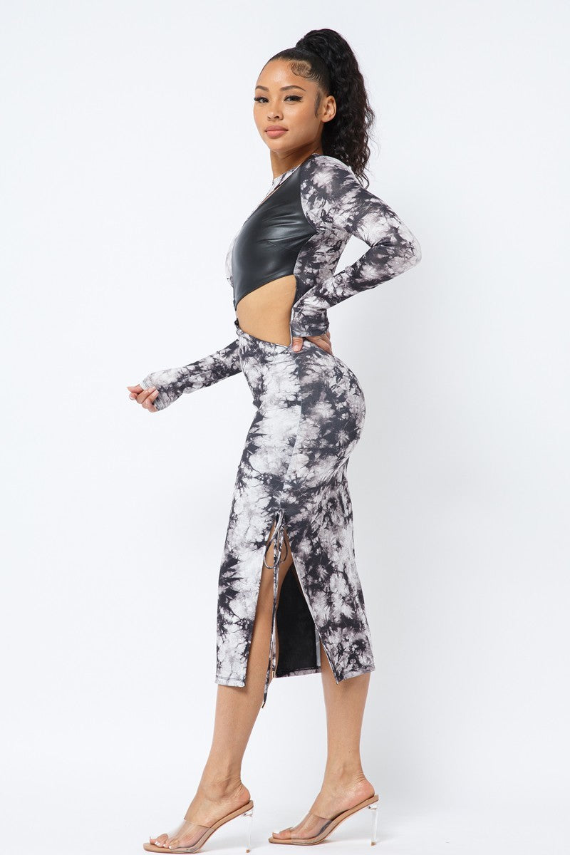 Tie Dye Long Sleeve Midi Dress – alternate view