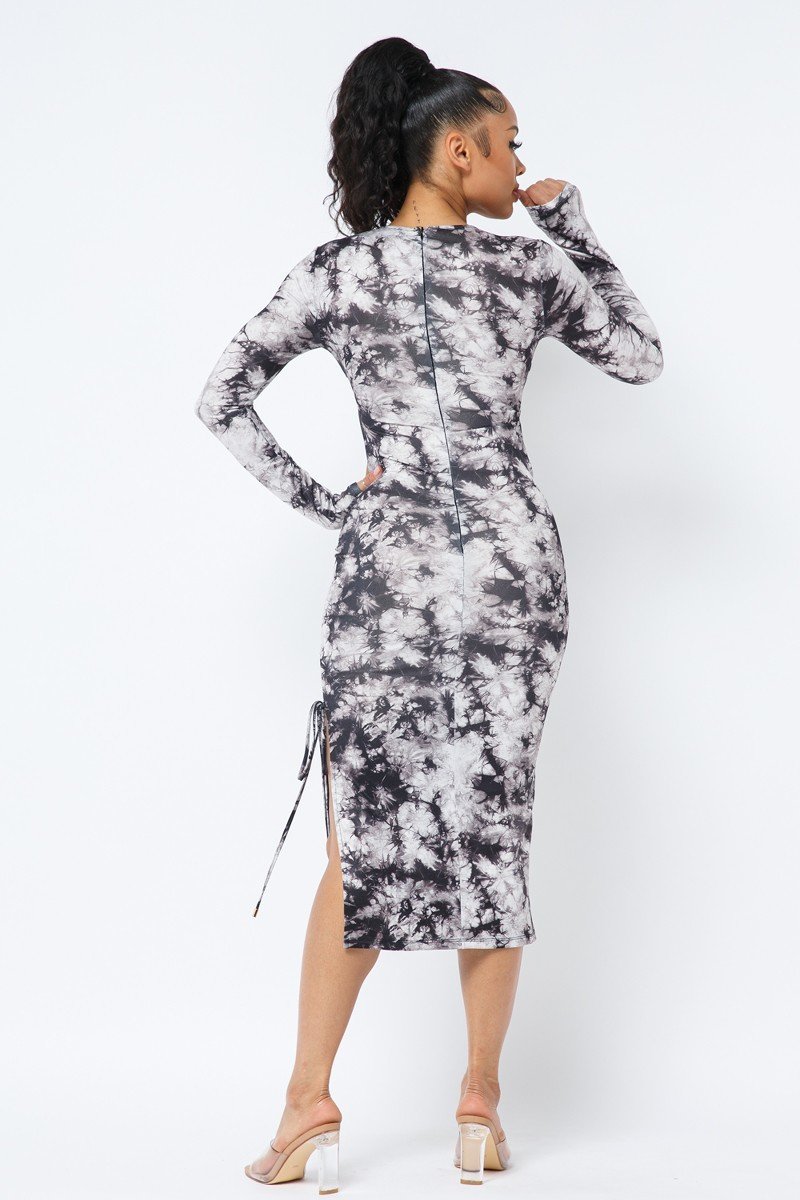 Tie Dye Long Sleeve Midi Dress – alternate view