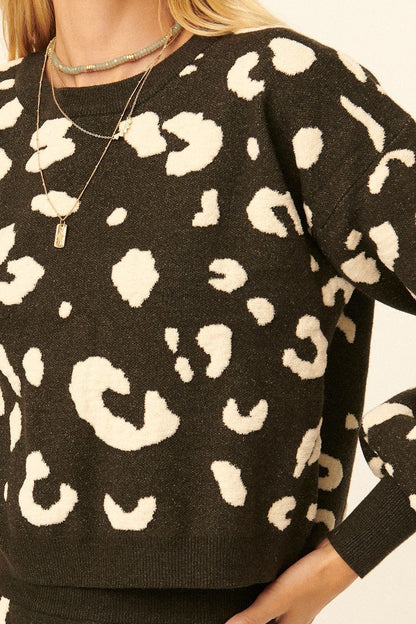 Leopard Print Pullover Sweater – alternate view