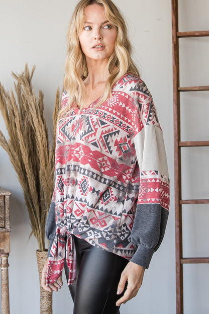 Beautiful Aztec Print Long Sleeve Sweater – alternate view
