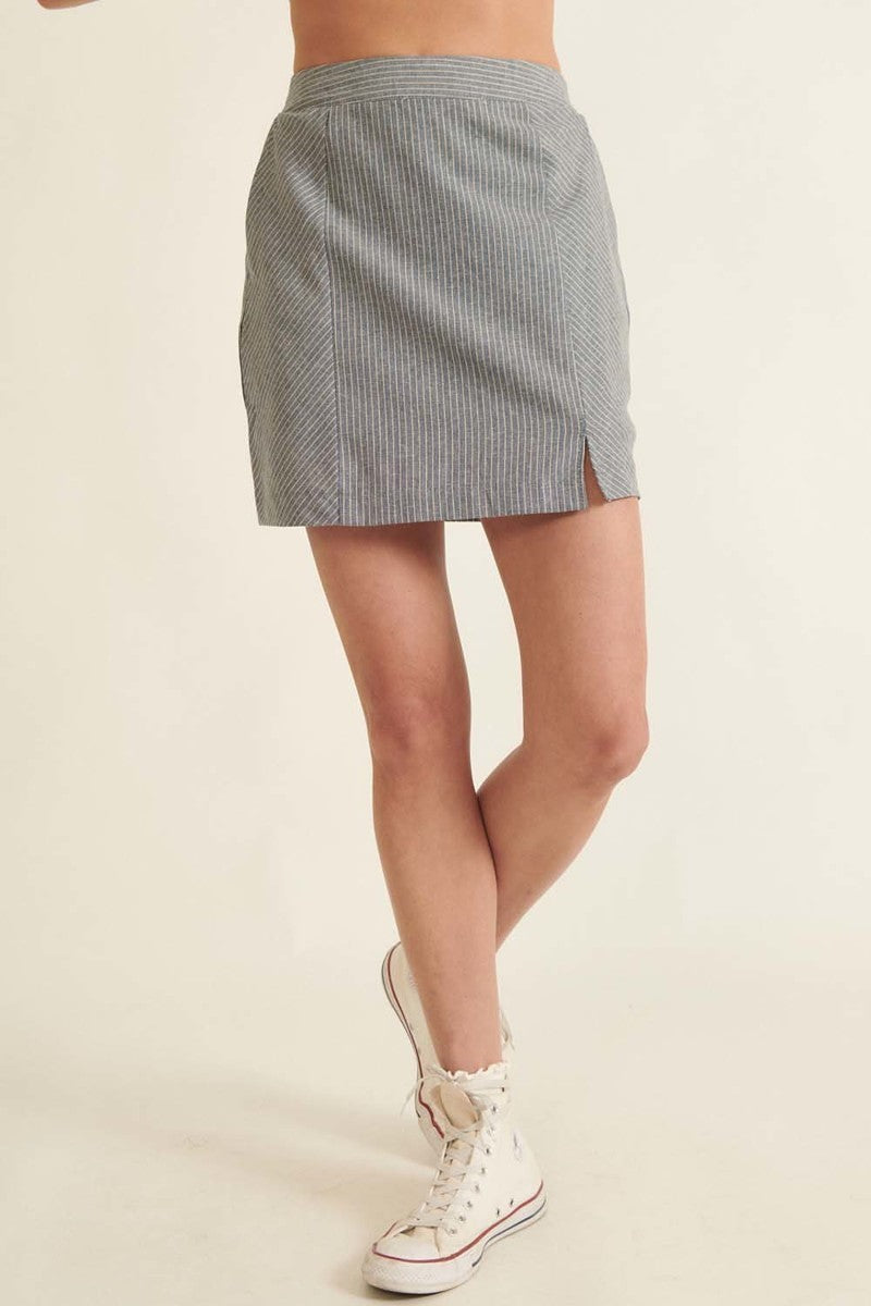 Banded Front Waist Pinstripe Mini Skirt – alternate view