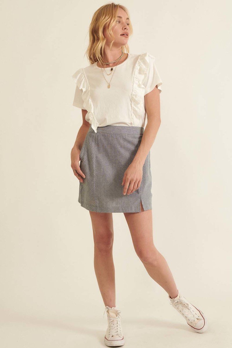 Banded Front Waist Pinstripe Mini Skirt – alternate view