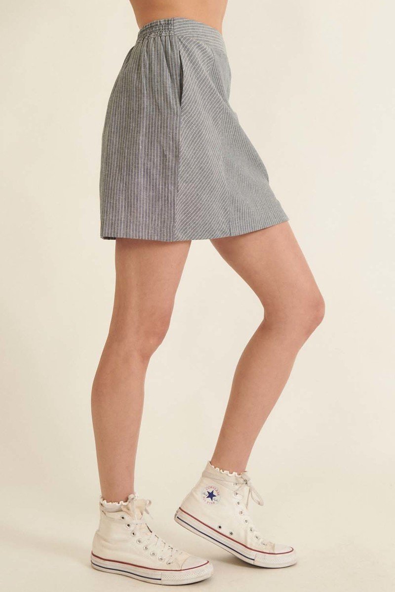 Banded Front Waist Pinstripe Mini Skirt – alternate view