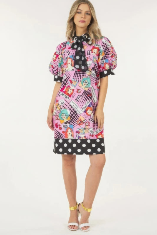Print Midi Dress With Polka Dot Finish – alternate view