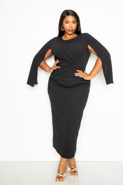 Cape Sleeve Dress With Knot Detail – alternate view