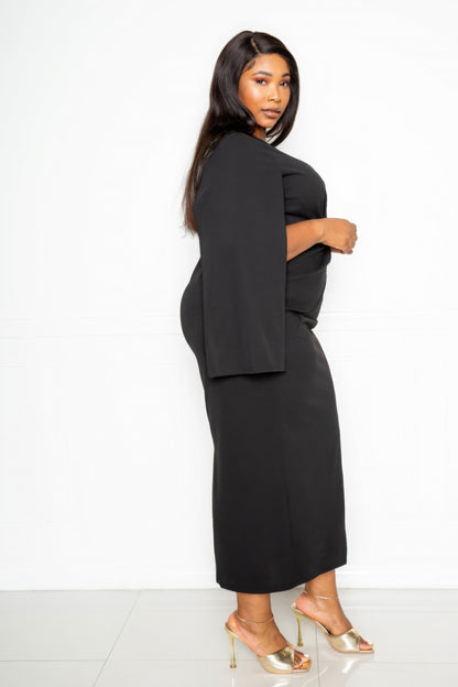 Cape Sleeve Dress With Knot Detail – alternate view