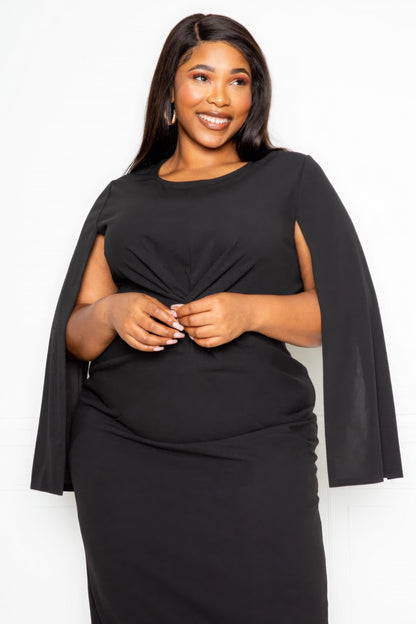 Cape Sleeve Dress With Knot Detail – alternate view