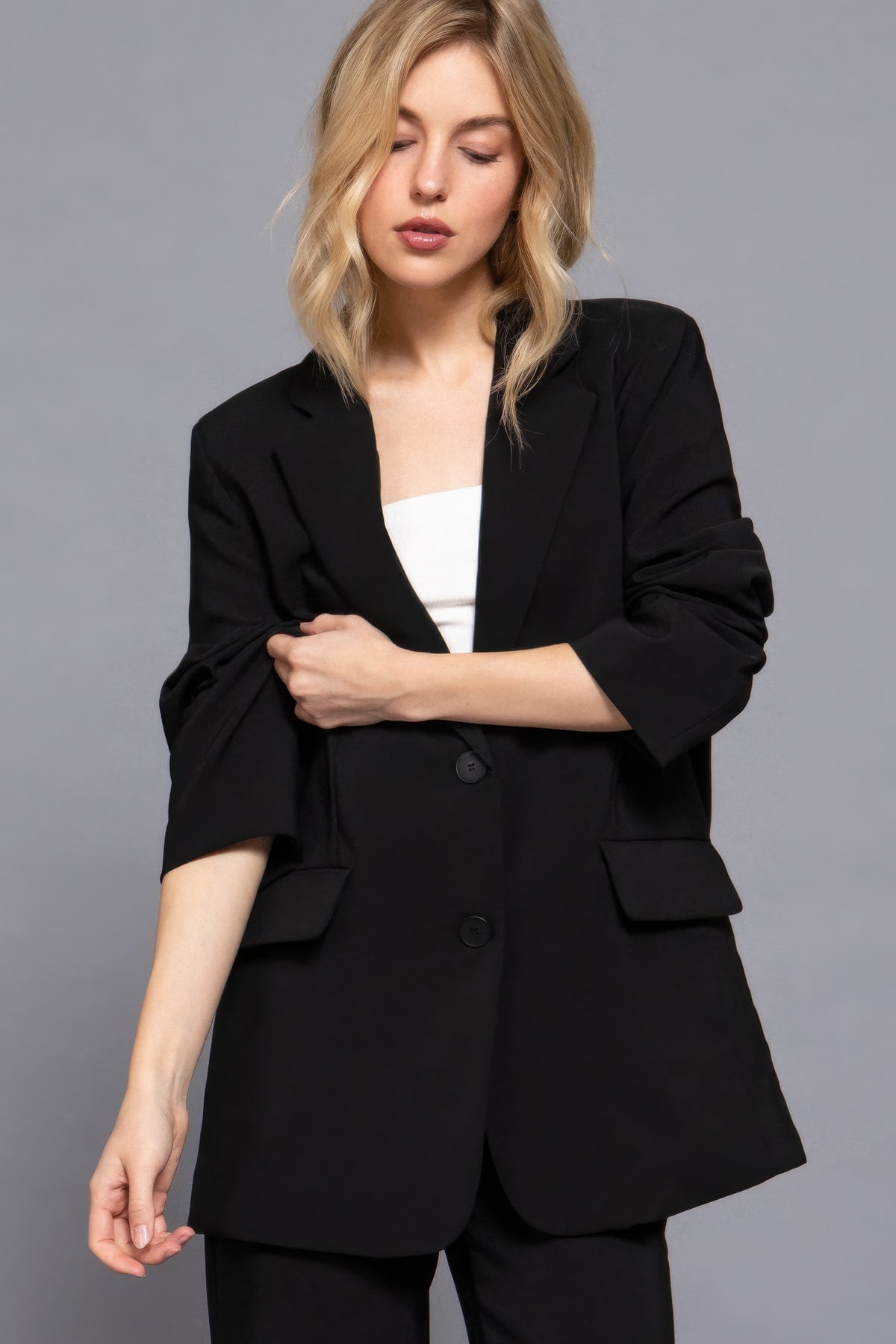 Long Sleeve Front Button Closure Blazer – alternate view