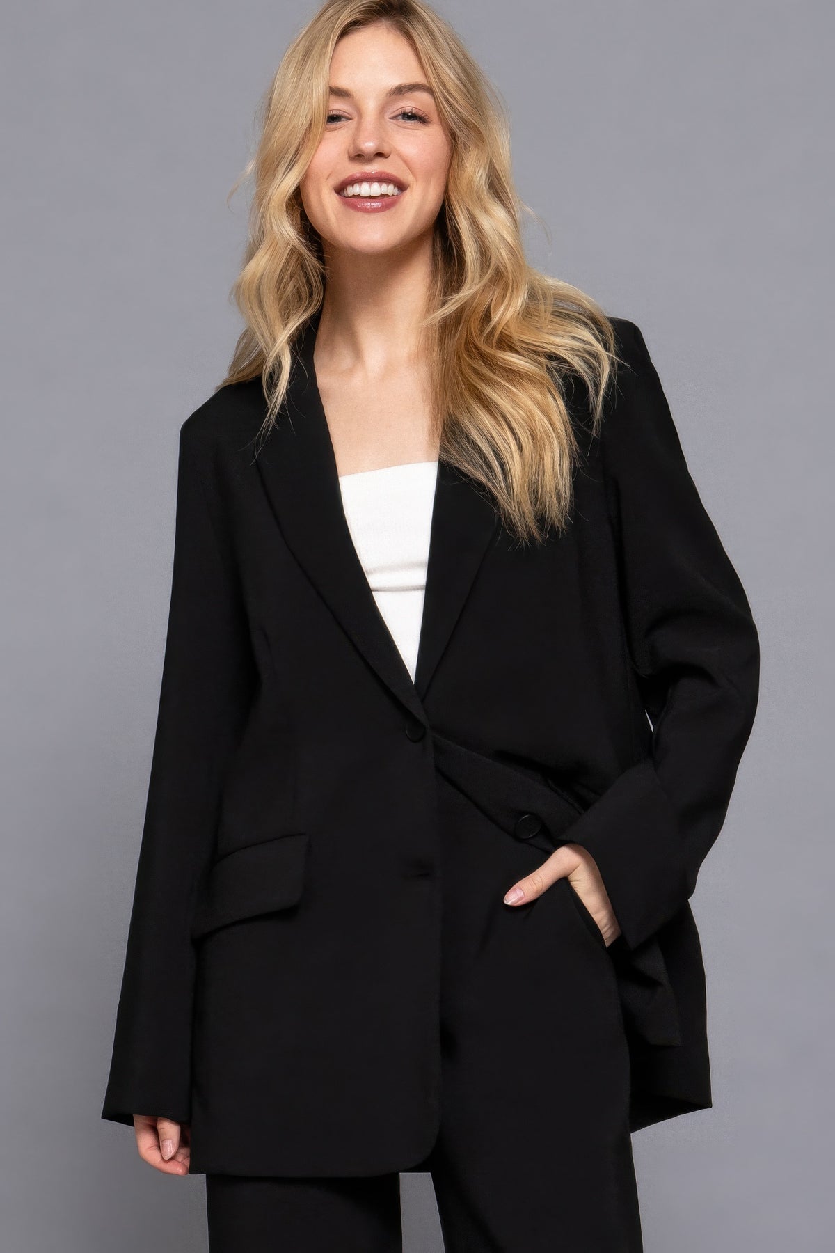 Long Sleeve Front Button Closure Blazer – alternate view