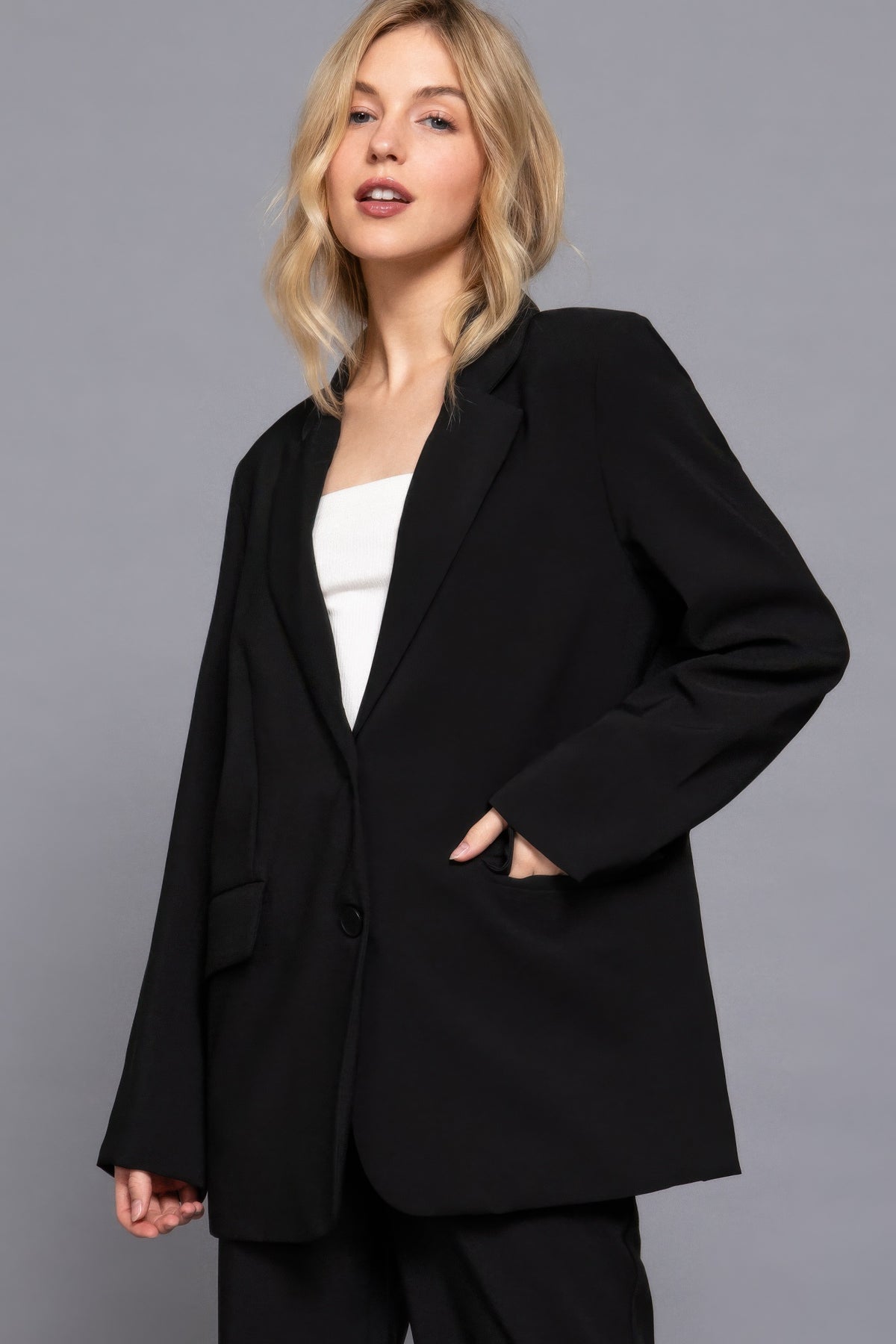 Long Sleeve Front Button Closure Blazer – alternate view