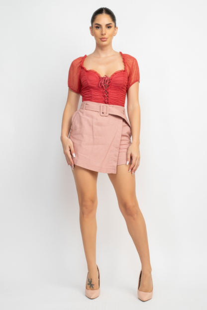 Shirred Mesh Sleeve Bodysuit – alternate view
