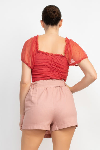 Shirred Mesh Sleeve Bodysuit – alternate view