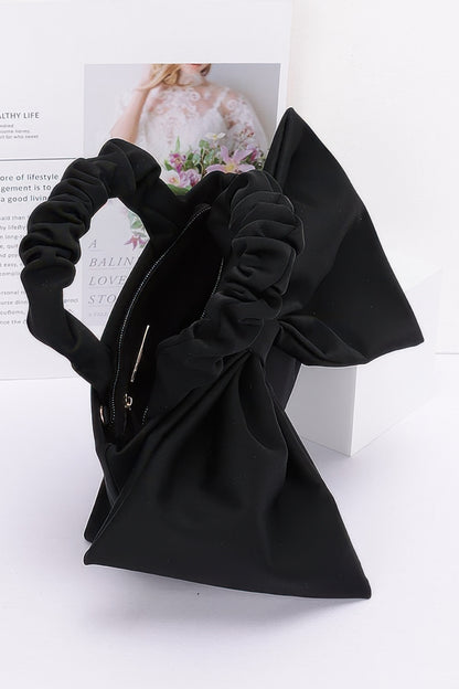 Nylon Top Handle Bag With Bow Front Clutch – alternate view
