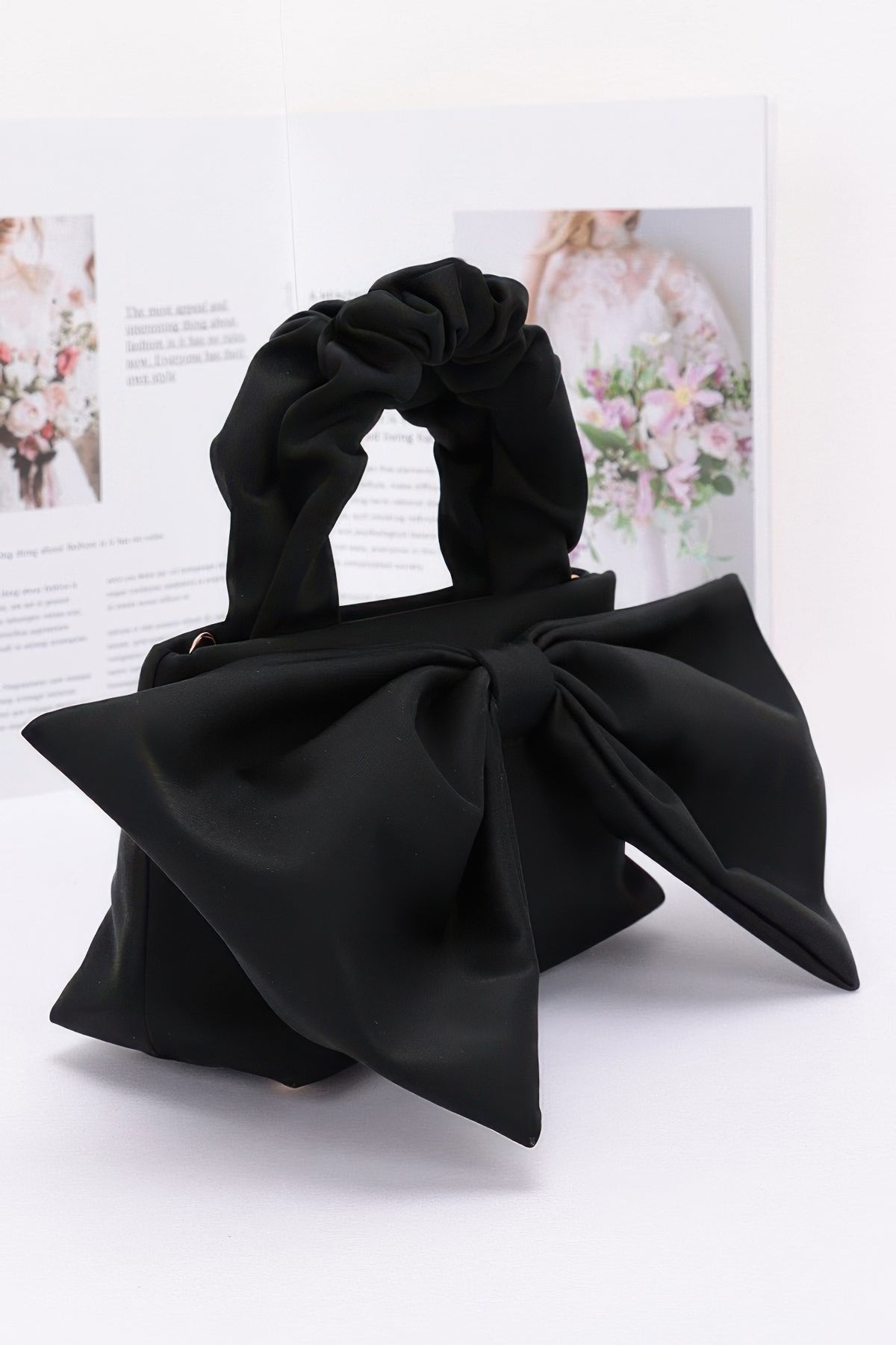 Nylon Top Handle Bag With Bow Front Clutch – alternate view