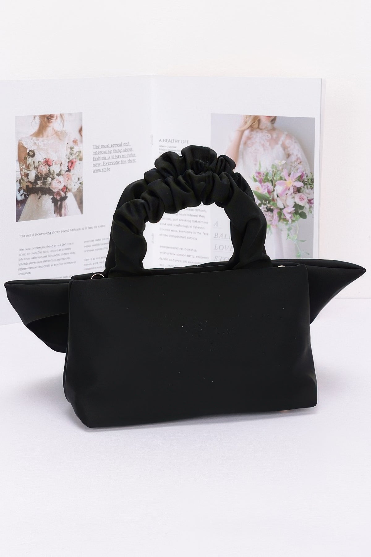 Nylon Top Handle Bag With Bow Front Clutch – alternate view