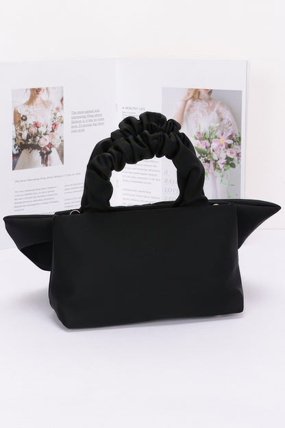 Nylon Top Handle Bag With Bow Front Clutch – alternate view