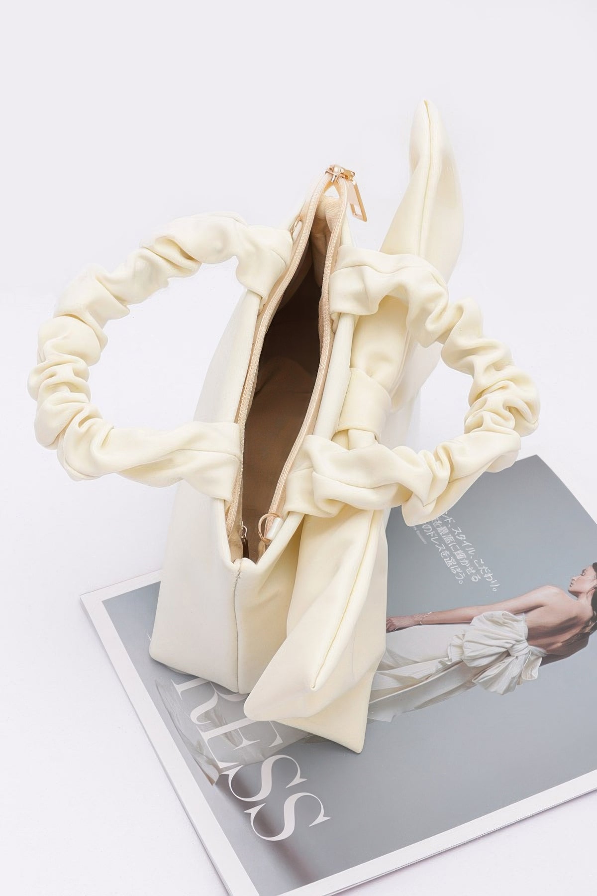 Nylon Top Handle Bag With Bow Front Clutch – alternate view
