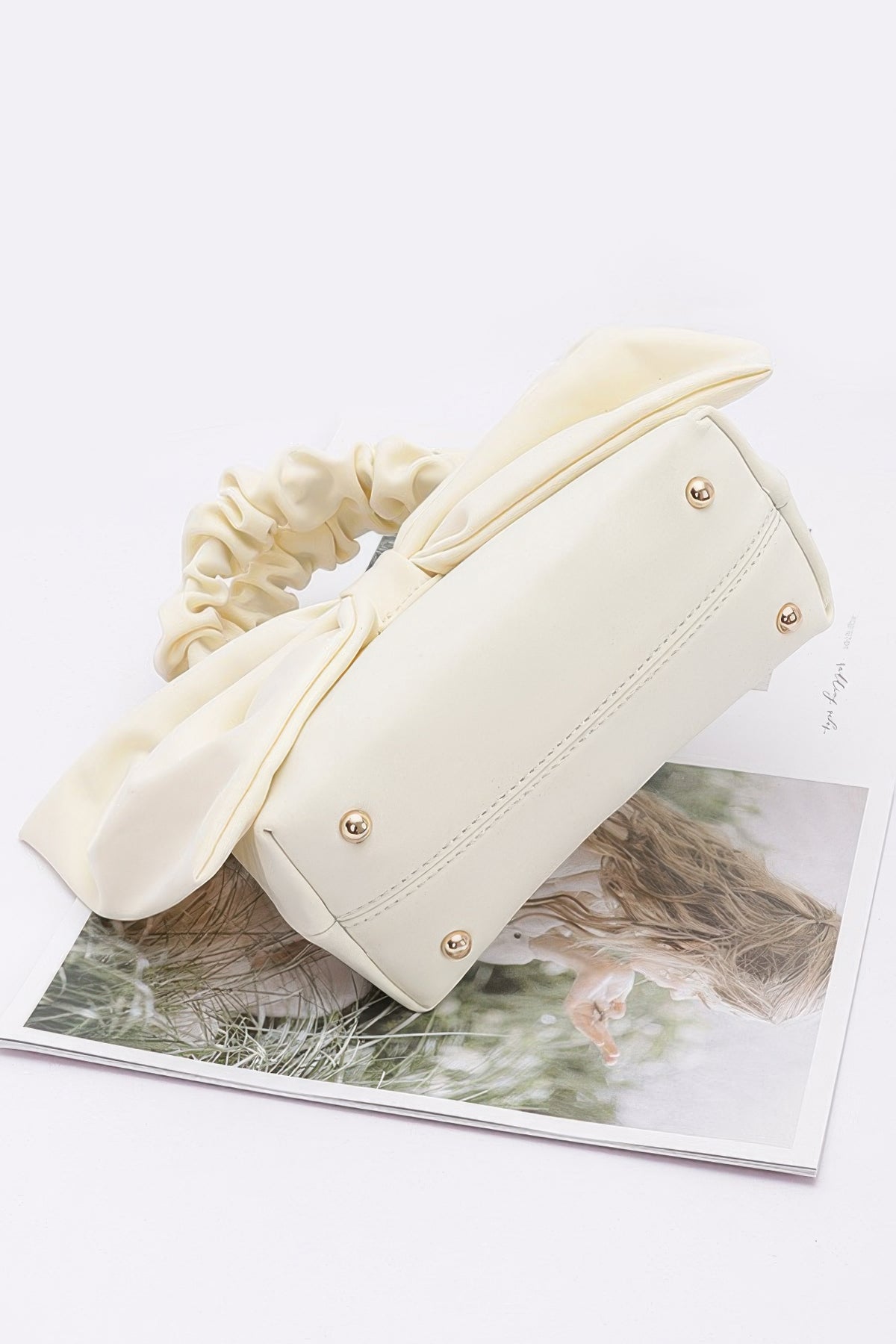 Nylon Top Handle Bag With Bow Front Clutch – alternate view